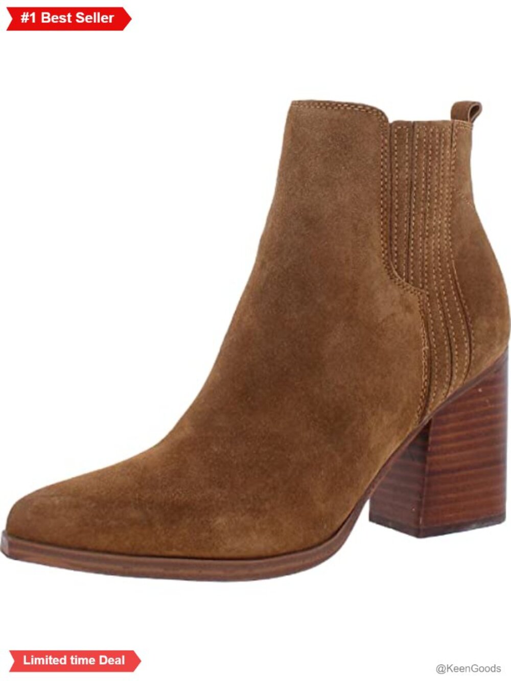 Suede Stacked Heel Pointed Toe Slip On Ankle Bootie